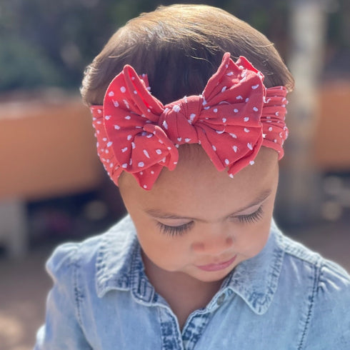 fab-bow-lous®-terracotta-shabby-dot Baby Bling Bows clips headbands - Sophia's Style-